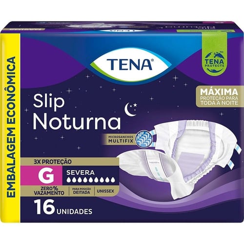 Fralda Geriátrica Tena Slip Noturna Tamanho G Para Incontinência Urinária Com 16 Unidades