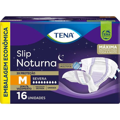 Fralda Geriátrica Tena Slip Noturna Tamanho M Para Incontinência Urinária Com 16 Unidades