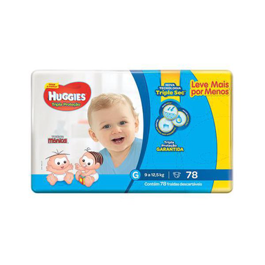 Imagem do produto Fralda Huggies Turma Da Mônica Tripla Proteção Tamanho G Pacote Hiper 78 Fraldas Descartáveis