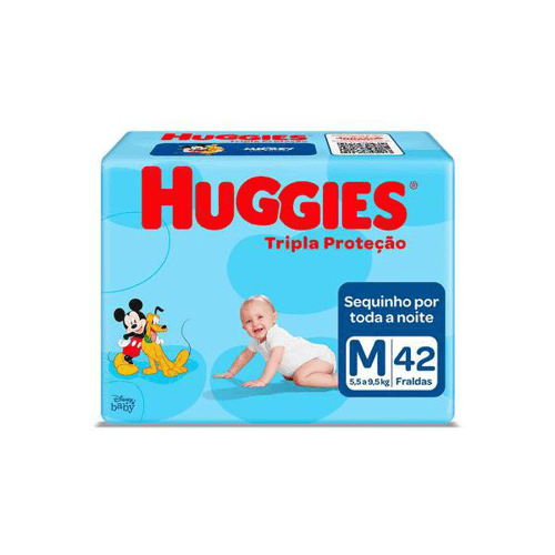Imagem do produto Fralda Huggies Turma Da Mônica Tripla Proteção Tamanho M Pacote Mega 42 Fraldas Descartáveis