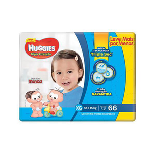Imagem do produto Fralda Huggies Turma Da Mônica Tripla Proteção Tamanho Xg Pacote Hiper 66 Fraldas Descartáveis