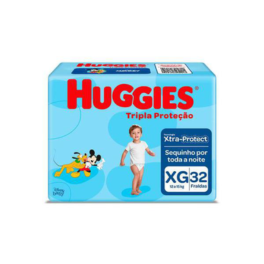 Imagem do produto Fralda Huggies Turma Da Mônica Tripla Proteção Tamanho Xg Pacote Mega 32 Fraldas Descartáveis
