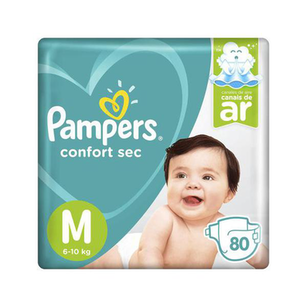 Imagem do produto Fralda Pampers Confort Sec Pacote Giga Tamanho M 80 Fraldas Descartáveis