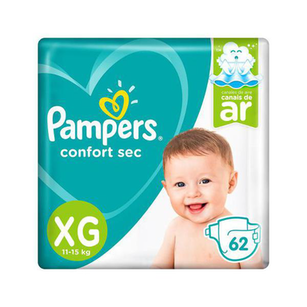 Fralda Pampers Confort Sec Pacote Giga Tamanho Xg Com 62 Fraldas Descartáveis