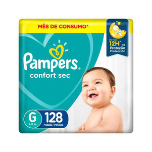 Imagem do produto Fralda Pampers Confort Sec Tamanho G Com 128 Fraldas Descartáveis