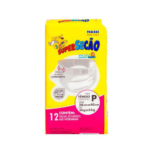 Imagem do produto Fralda Para Cães Fêmeas Super Secão Tamanho P Com 12 Unidades
