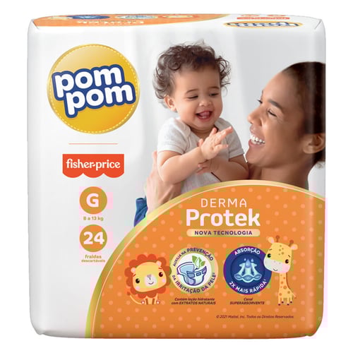 Imagem do produto Fralda Pom Pom Derma Protek Tamanho G Com 24 Fraldas Descartáveis