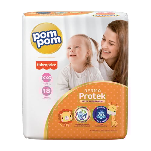 Imagem do produto Fralda Pom Pom Derma Protek Tamanho Xxg Com 18 Fraldas Descartáveis