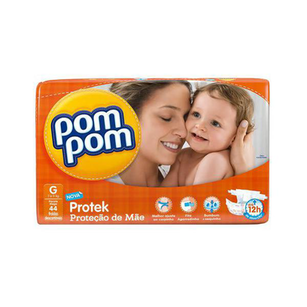 Imagem do produto Fralda - Pom Pom Protek Baby Tamanho Grande Pacote Mega Com 44 Unidades