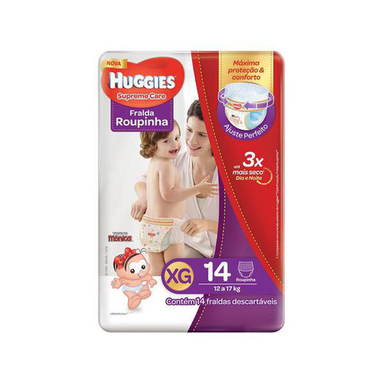 Fralda Roupinha Huggies Supreme Care Tamanho Xg 14 Unidades