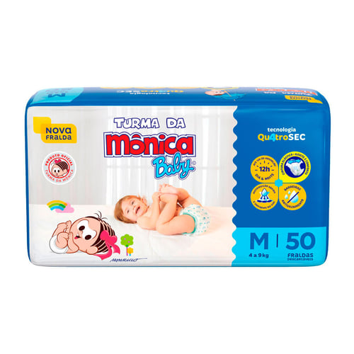 Imagem do produto Fralda Turma Da Monica Baby M Com 50 Unidades