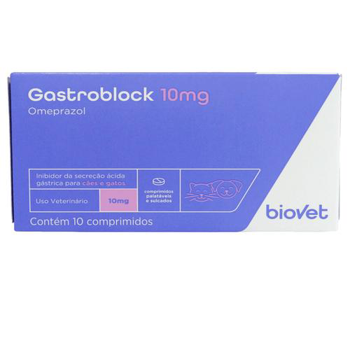 Imagem do produto Gastroblock Omeprazol P/ Cães E Gatos 10Mg C/ 10 Comp. Biovet