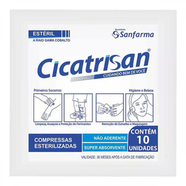 Compressa Estéril Cicatrisan Pacote 10 Unidades De 7,5cm X 7,5cm Cada