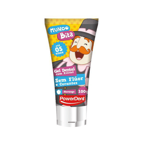 Imagem do produto Gel Dental Powerdent Mundo Bita Sem Flúor Sabor Morango Com 100G Impower