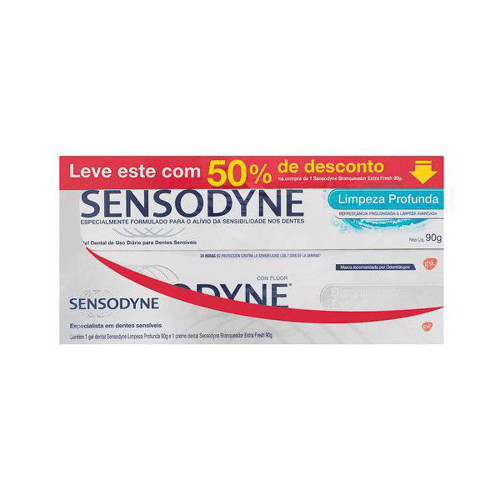 Imagem do produto Gel Dental Sensodyne Limpeza Profunda 90G + Ganhe 50% Desconto Sensodyne Branqueador Extra Fresh 90G