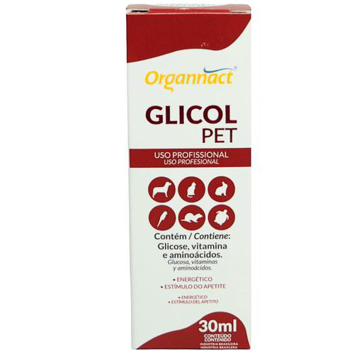 Glicol 30Ml Suplemento Cães Gatos Aves Répteis Roedores E Mustelídeos Organnact