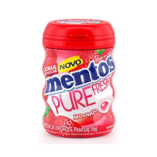 Goma De Mascar Mentos Morango Garrafa 56G