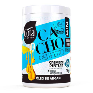 Gota Cacho Perfeito Creme P/ Pentear Óleo De Argan 1Kg Gota Dourada