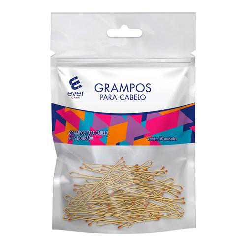 Grampo De Cabelo Ever Care Dourado 50 Unidades