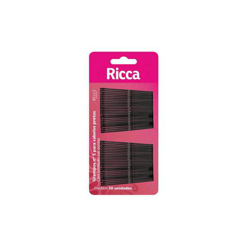 Grampo De Cabelo Ricca N.5 Para Cabelo Preto C 50 Unidades