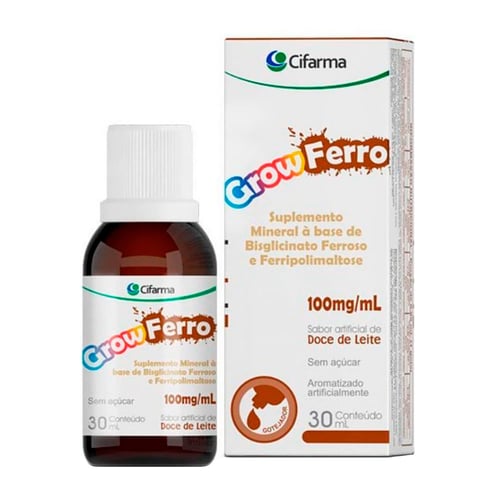 Grow Ferro Gotas Sabor Doce De Leite 100Mg/Ml 30Ml