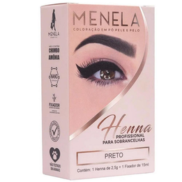 Imagem do produto Henna Para Sobrancelhas Menela Preto 2,5G + Fixador 15Ml