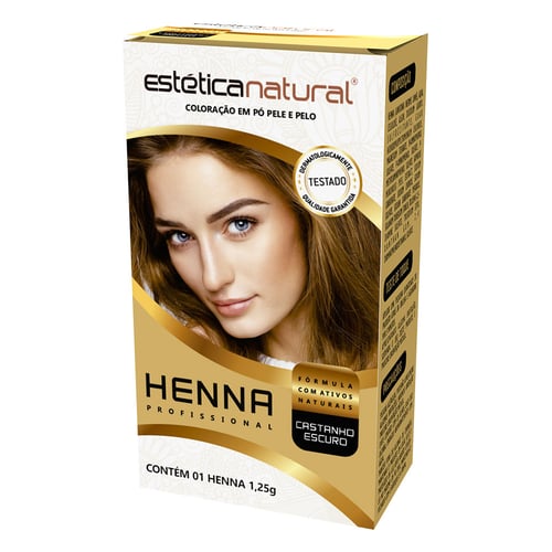Imagem do produto Henna Profissional Para Sobrancelhas Estética Natural Castanho Escuro 1,25G