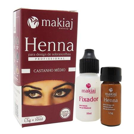 Henna Sobrancelhas Makiaj Castanho Médio 1,5G +10Ml