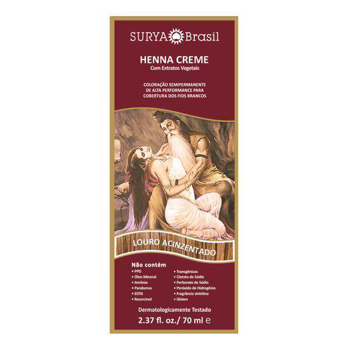 Imagem do produto Henna - Surya Creme Coloração E Tratamento Capilar Com Extratos Organicos Louro Acinzentado- Contém 70Ml. Ve