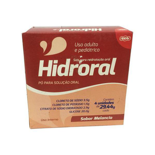 Hidroral Reidratante Com 4 Envelopes De 29,44G Cada Sabor Melancia