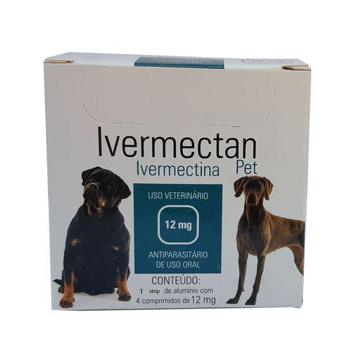 Imagem do produto Ivermectan Pet 12Mg 4 Comprimidos Ucbvet Ivermectina Sarna Cães