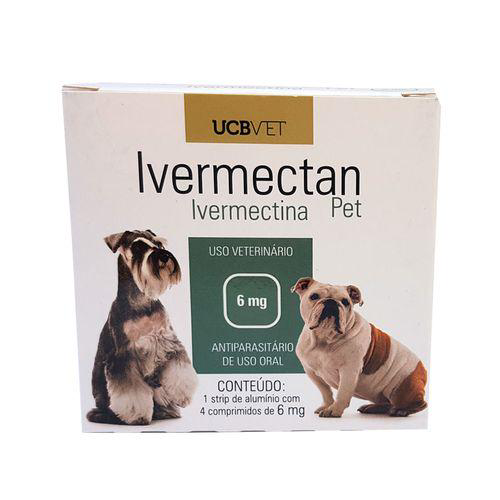 Imagem do produto Ivermectan Pet 6Mg 4 Comprimidos Ucbvet Ivermectina Sarna Cães