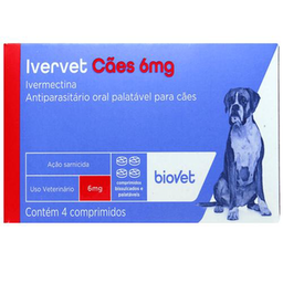 Imagem do produto Ivervet 6Mg Antiparasitário Para Cães Com 4 Comprimidos Biovet