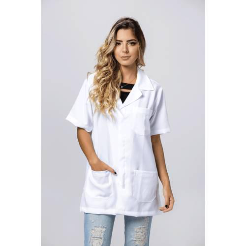 Jaleco Manga Curta Feminino Oxford - Tamanho:PP