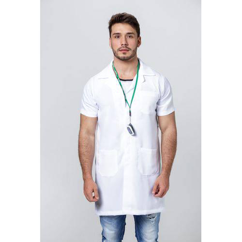 Jaleco Masculino Oxford Longo Manga Curta