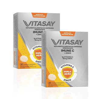 Imagem do produto Kit 02 Suplemento Alimentar Vitasay Imune C 20 Comprimidos Efervescentes