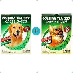 Kit 1 Coleira Contra Pulgas E Carrapatos Cães Grandes C/ 57Cm + 1 Coleira Gatos C/ 33Cm Konig