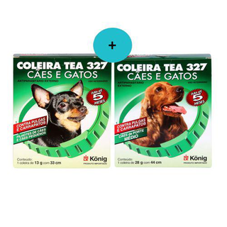 Kit 1 Coleira Tea Cães 33Cm Peq. Konig+1 Coleira Tea Cães 44Cm Méd. Konig
