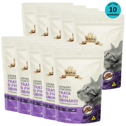 Kit 10 Snacks Hana Healthy Life Urinary Control P/ Gatos Adultos 60G