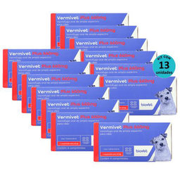 Kit 13 Vermífugo Vermivet Plus 660Mg C/ 4 Comprimidos Biovet Kit 13 Vermífugo Vermivet Plus 660Mg C/ 4 Comprimidos Biovet
