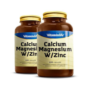 Kit 2 Calcium + Magnesium + Zinco Vitaminlife 120 Cápsulas