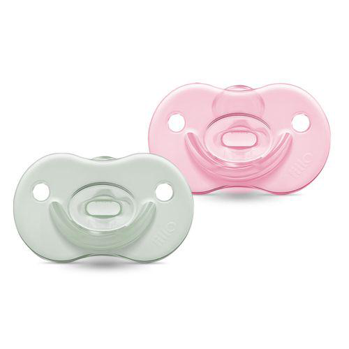 Imagem do produto Kit 2 Chupetas 100% Silicone Calming Night Day 6M+ Rosa Lillo