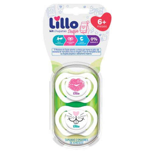Imagem do produto Kit 2 Chupetas Bico De Silicone Design Selfie 6M+ Rosa Lillo