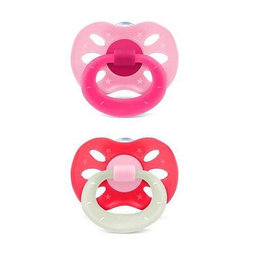 Imagem do produto Kit 2 Chupetas Extra Air Brilha No Escuro 0M+ Rosa Lillo