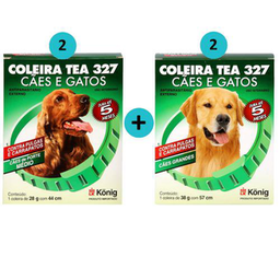 Kit 2 Coleira Contra Pulgas E Carrapatos Cães Médio C/ 44Cm + 2 Coleiras Cães Grandes C/ 57 Cm