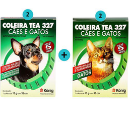Kit 2 Coleira Contra Pulgas E Carrapatos Cães Peq. C/ 33Cm + 2 Coleira Gatos König C/ 33Cm Konig