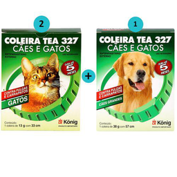 Kit 2 Coleiras Tea Gatos + 1 Coleira Cães Grandes C/ 57Cm König