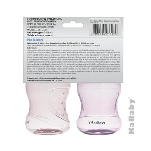 Imagem do produto Kit 2 Copos 180Ml Bico De Silicone Rosa Kababy