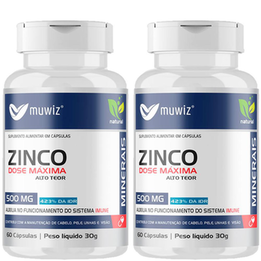 Imagem do produto Kit 2 Zinco Dose Máxima 60 Cápsulas Muwiz