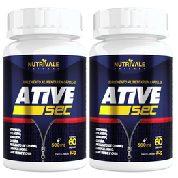 Imagem do produto Kit 2X Ativesec Laranja Moro, Chia, Café Verde E Vitaminas 60 Cápsulas Nutrivale
